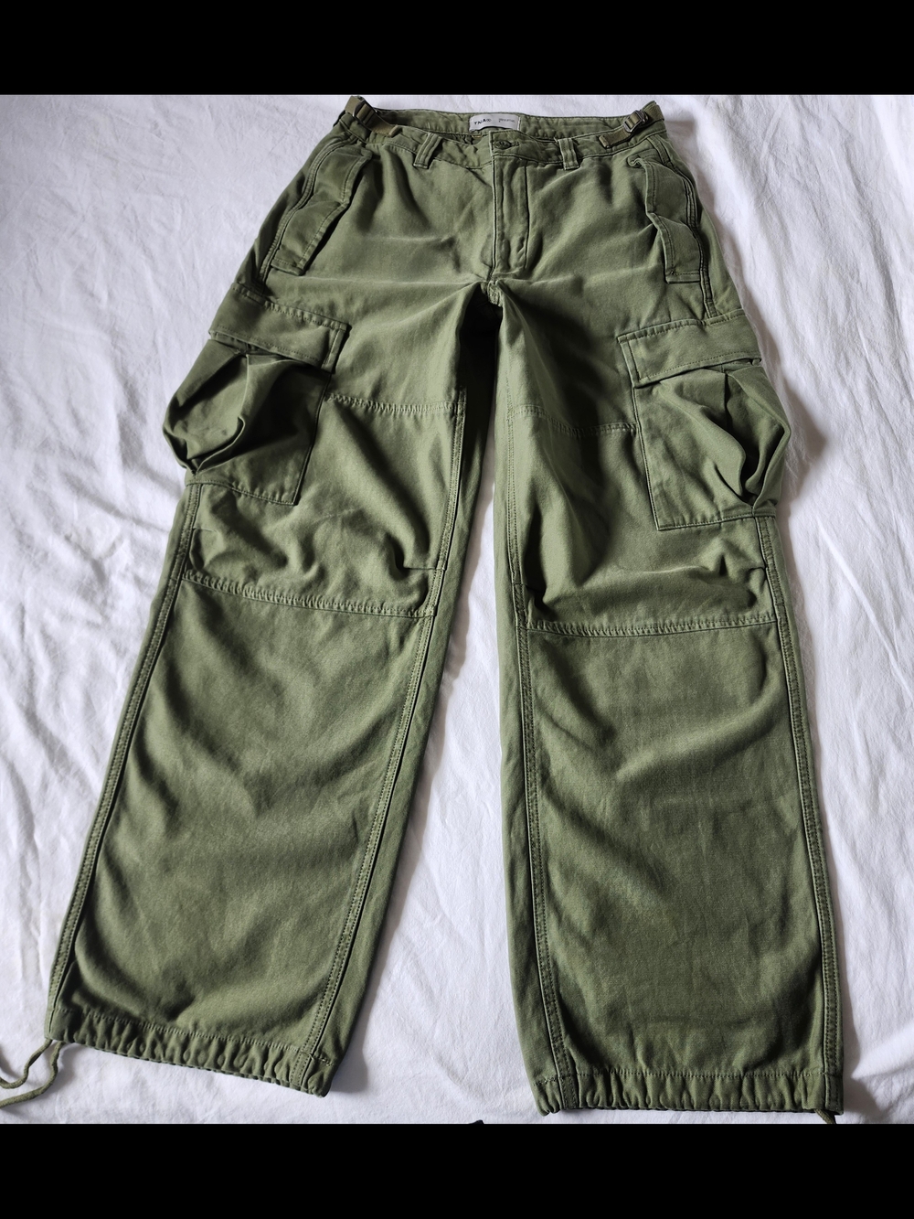 TNA Olive Utility Wide-Leg Cargo Pants